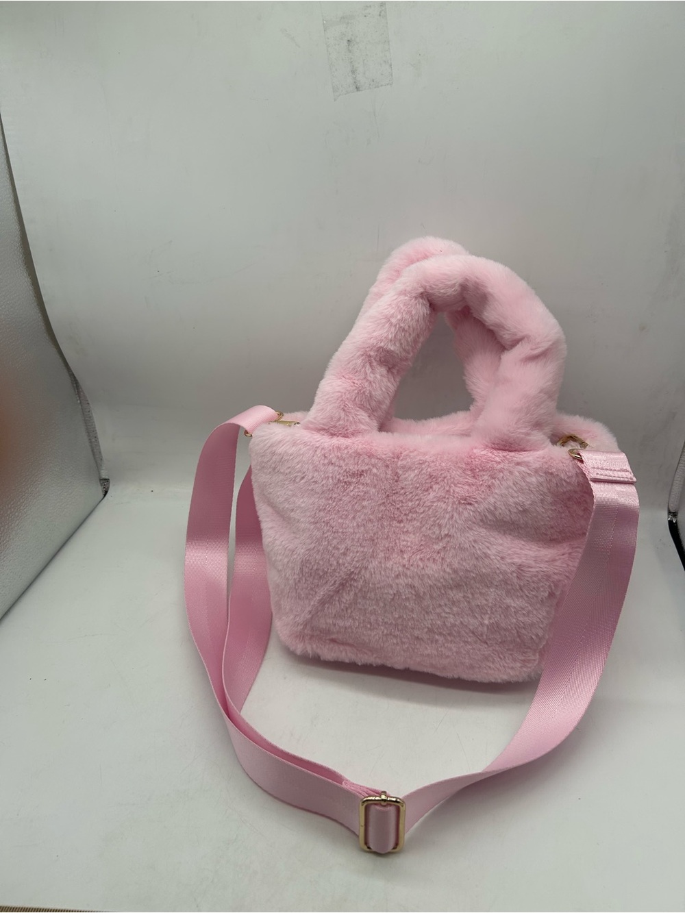 Cozy Pink Faux Fur Mini Tote Bag - Picture 5 of 7